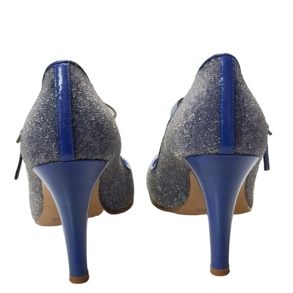 MARC JACOBS Sparkling Blue Mary Jane Patent Leather Stilettos Heels Size 8 - Picture 4 of 12